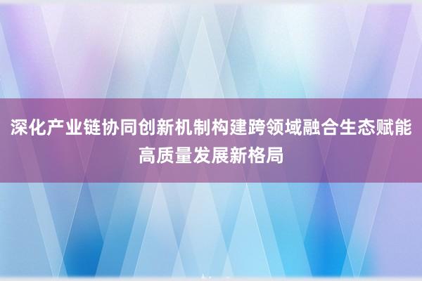 深化产业链协同创新机制构建跨领域融合生态赋能高质量发展新格局